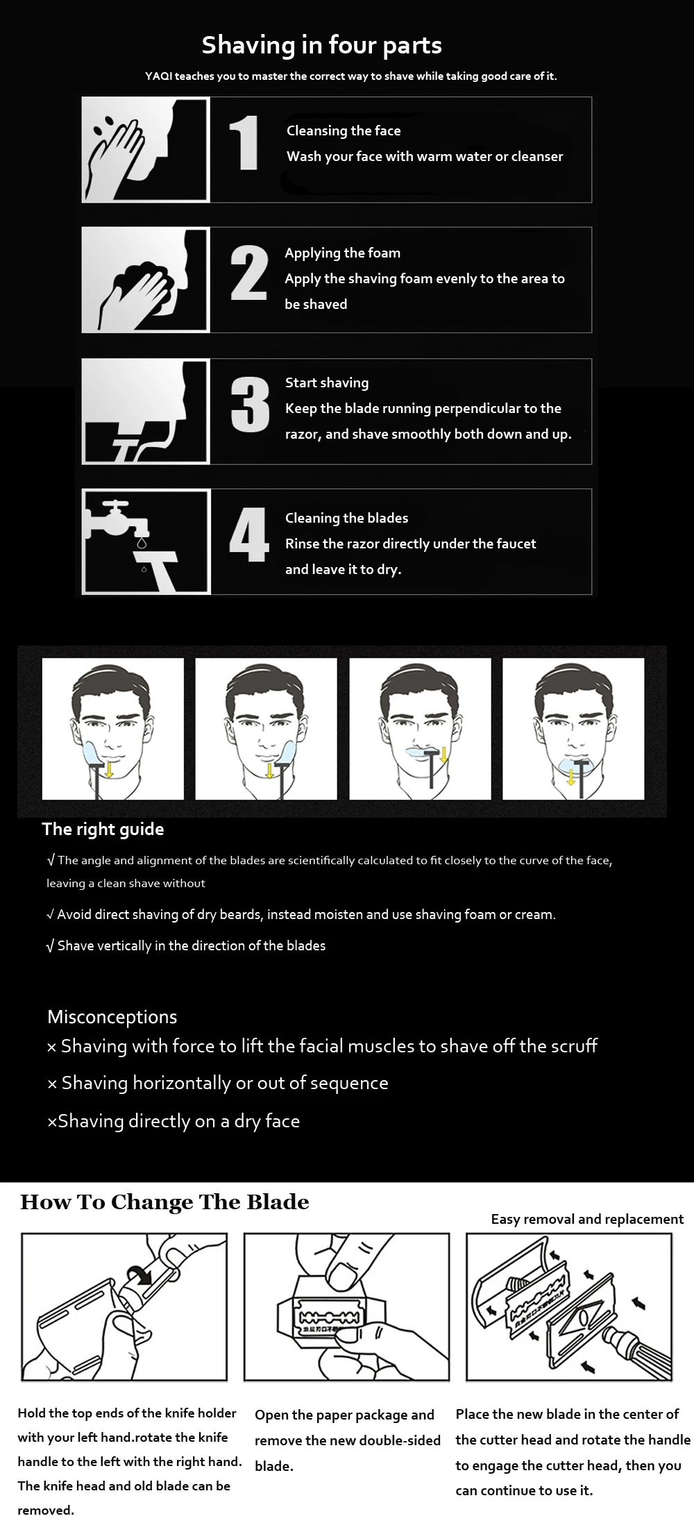 Yaqi Telstar 316 Stainless Steel Safety Double Edge Razor Head for Mens