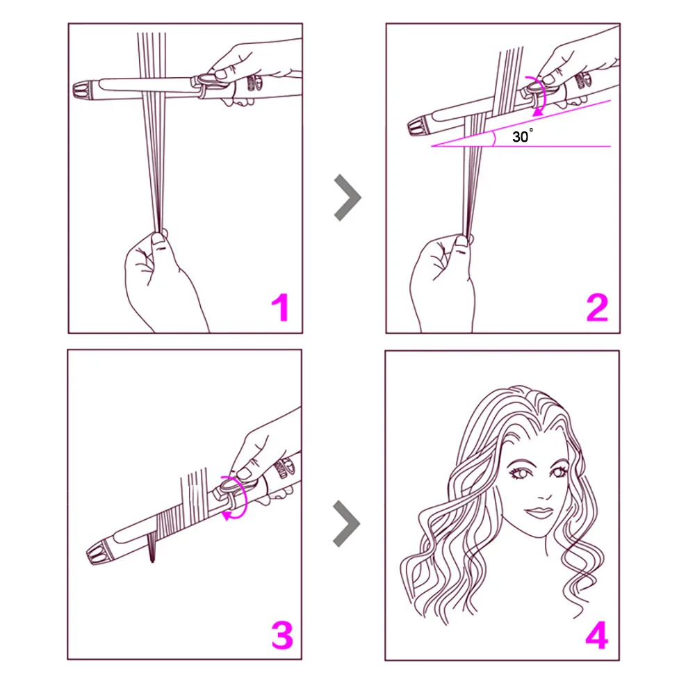 Best Seller Rotating Curling Iron Large Curl Makeup Artist Electric Curling Rod Barbershop Buckle Long-lasting Hold Without Dama