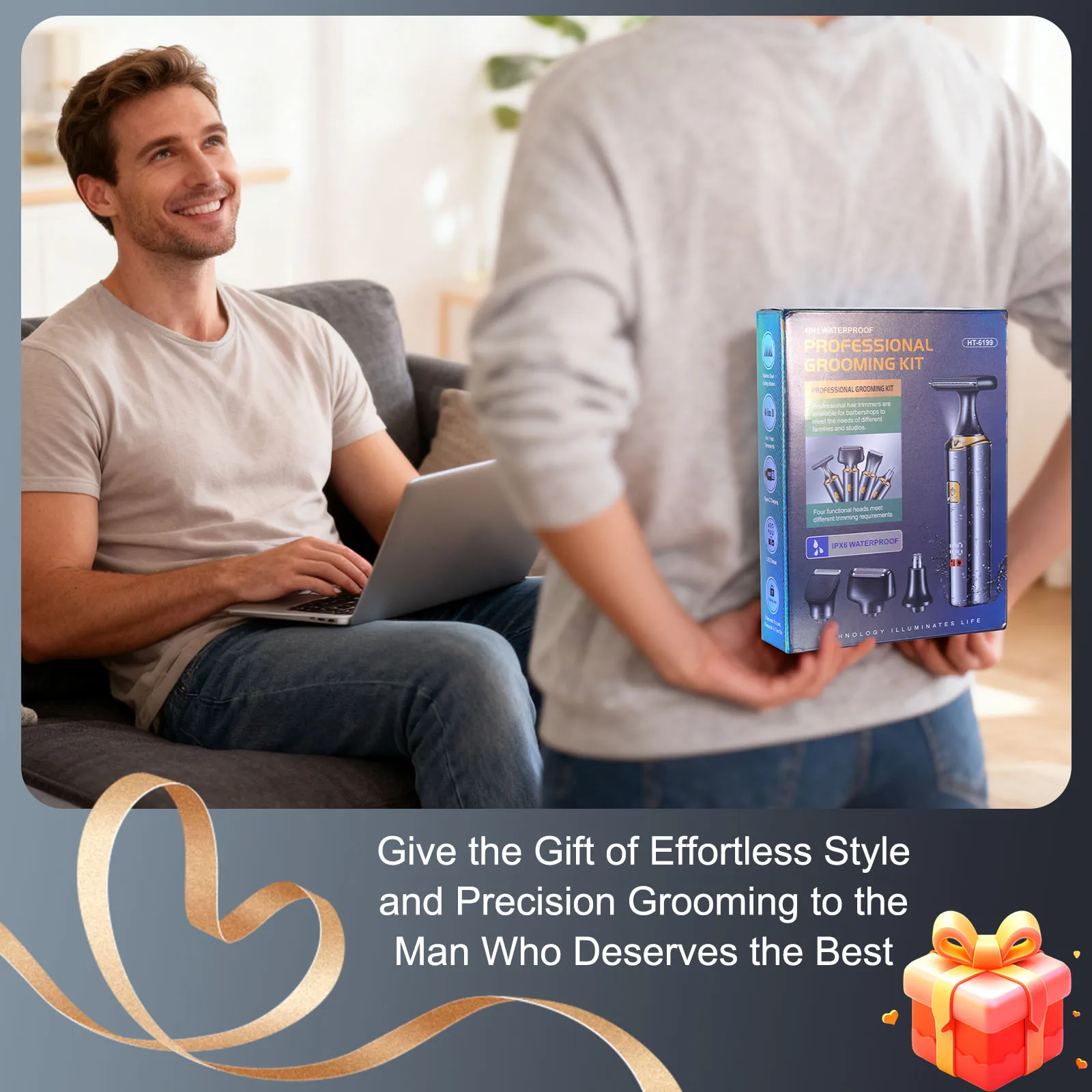 Hatteker Hair Clipper Grooming Kit for Man Trimmer Shaver Wet and Dry Precision Haircut Tools for a Neat And Tidy Look