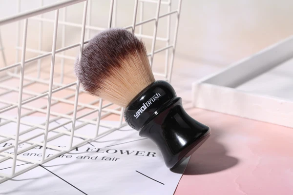 YAQI Ofel 24mm Black Handle Yellow Synthetic Hair Knot Mens Wet Shaving Brush
