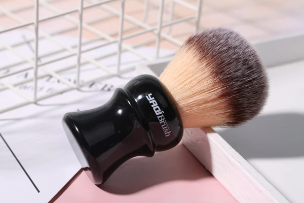 YAQI Ofel 24mm Black Handle Yellow Synthetic Hair Knot Mens Wet Shaving Brush