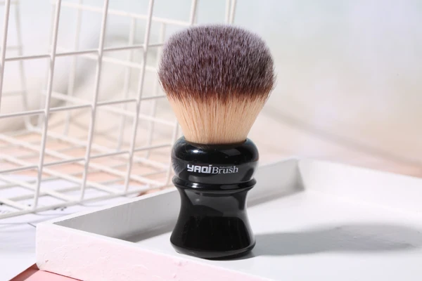 YAQI Ofel 24mm Black Handle Yellow Synthetic Hair Knot Mens Wet Shaving Brush