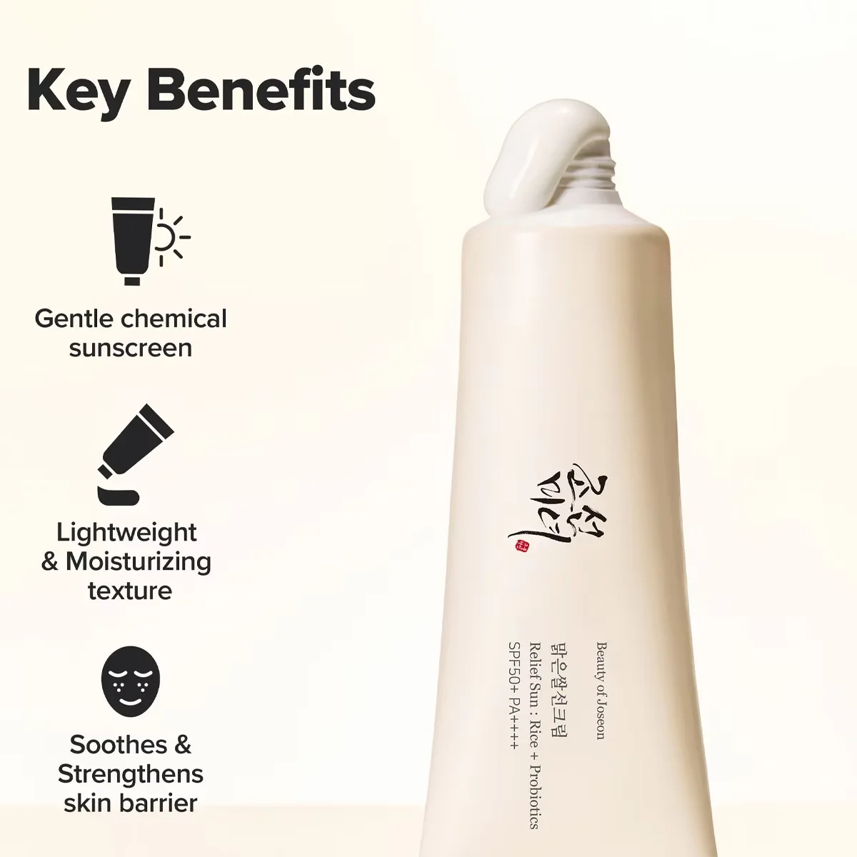 Beauty of Joseon Relief Sun : Rice+Probiotics SPF50+ PA++++ 50ml,Lightweight & Fast-Absorbing,Korean Skincare,Korean Makeup