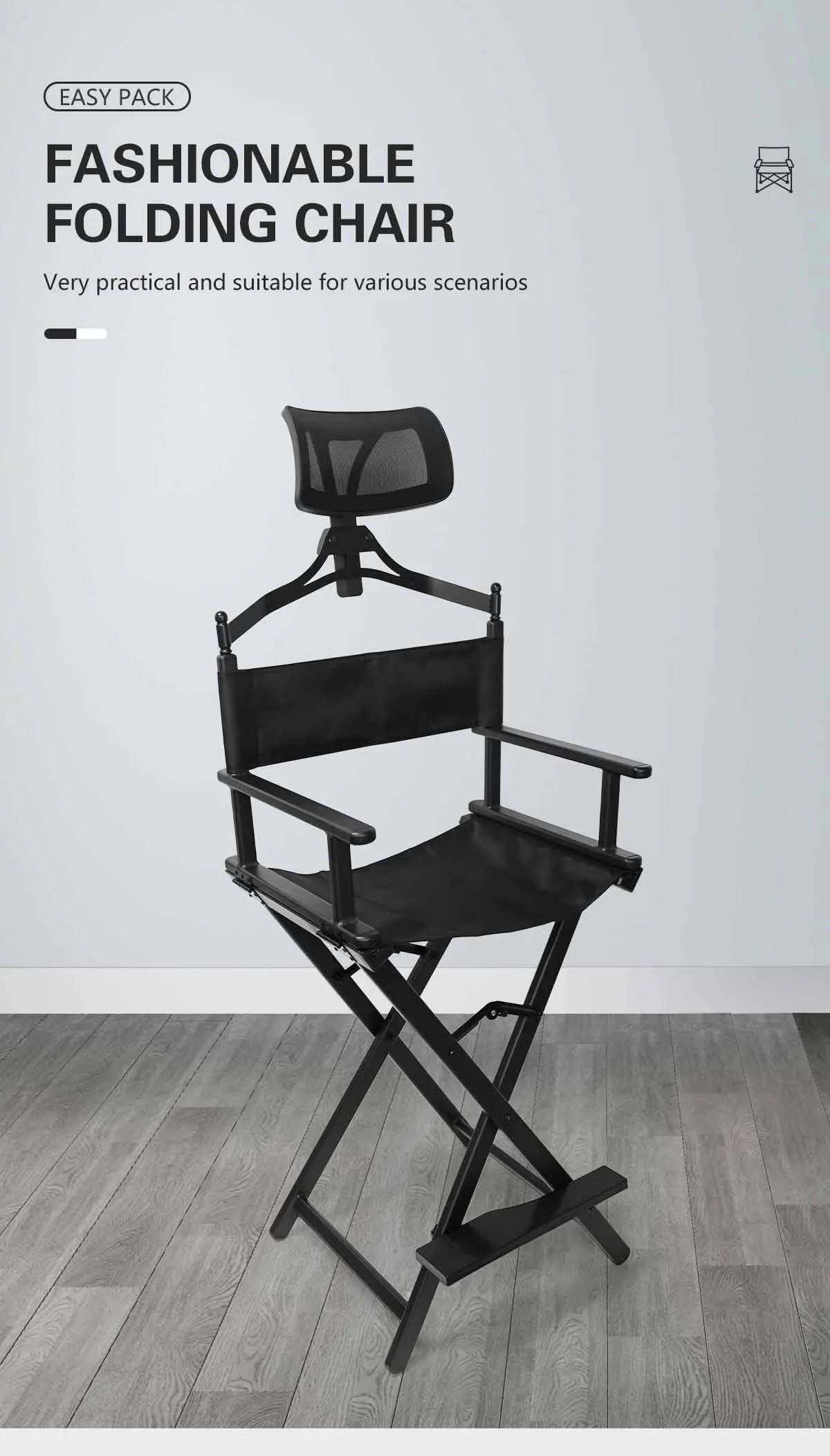 Large Director Aluminum Alloy Chair Computer Leisure Chair Folding Outdoor Canvas Beach Office Cosmetic Chair Outdoor Furniture