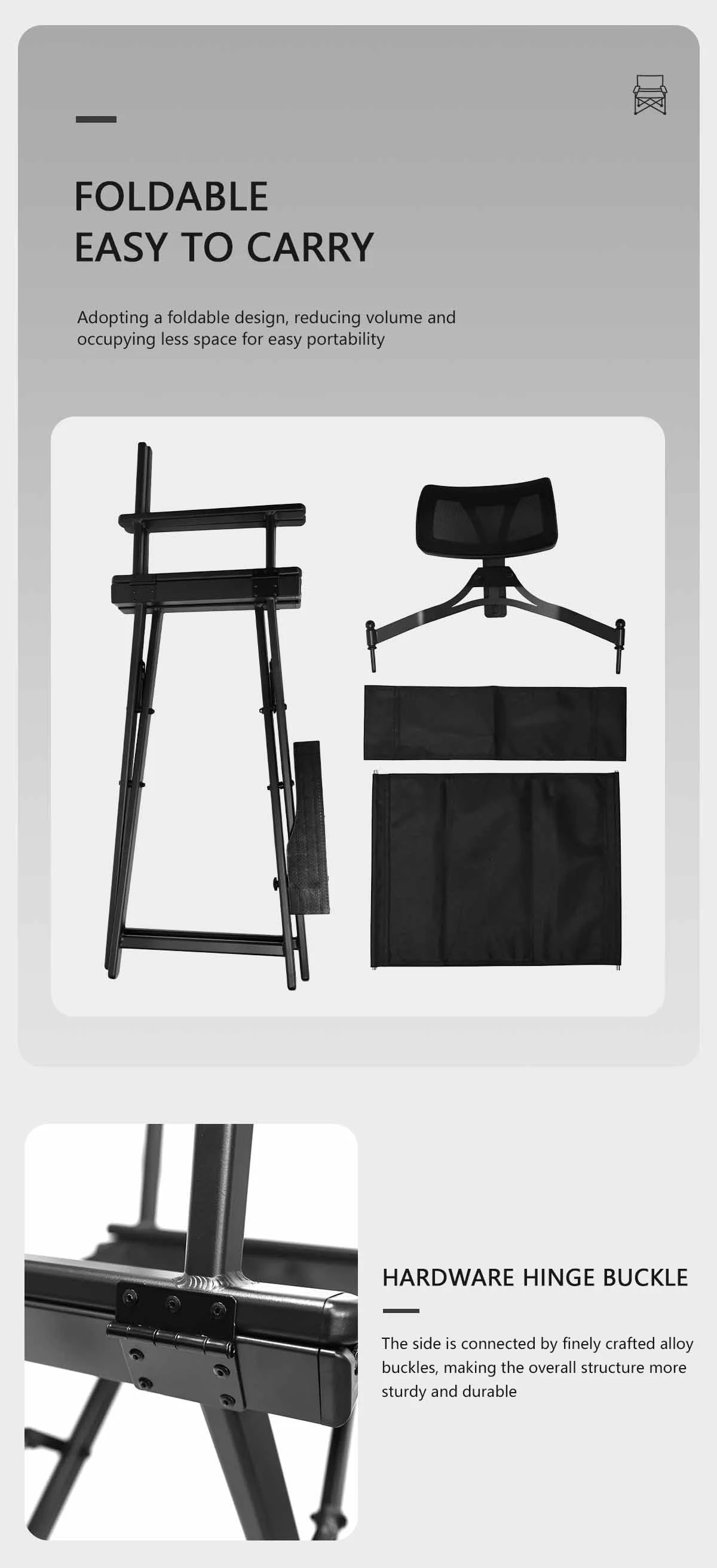 Large Director Aluminum Alloy Chair Computer Leisure Chair Folding Outdoor Canvas Beach Office Cosmetic Chair Outdoor Furniture