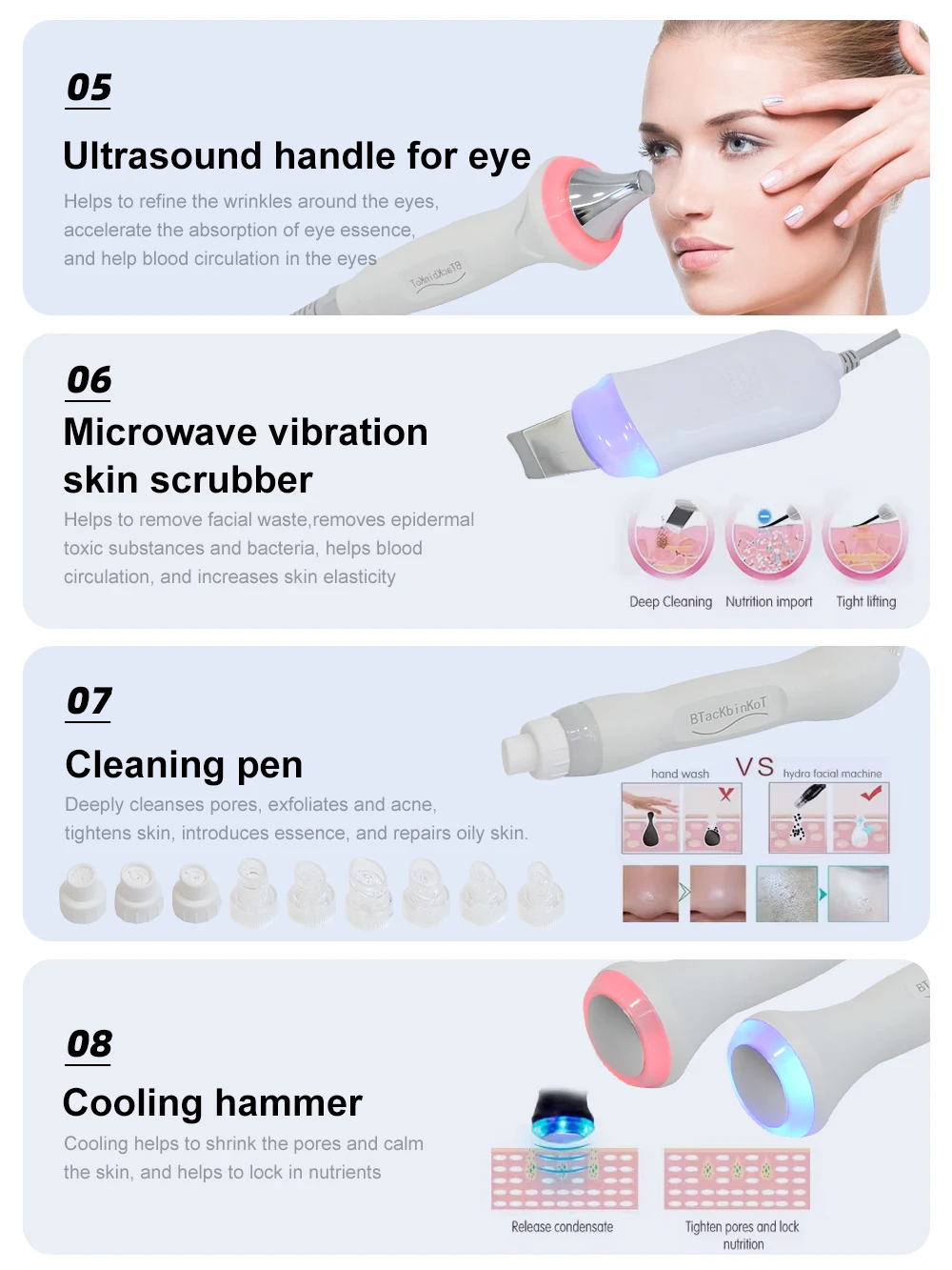 AOKO New 12 IN1 Hydro Dermabrasion Aqua Peeling Ultrasound Facial Care Oxygen Injection Skin Rejuvenation Whiting Beauty Machine