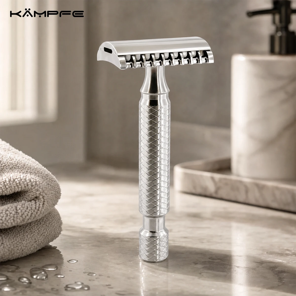 KAMPFE Titanium Safety Razor CNC Machined Double Edge DE Razor Mens Shaving Gift Wet Shave Shaver