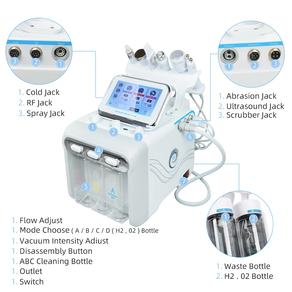 7 in 1 Dermabrasion Peel Spa Facial Machine Skin Rejuvenation Hydro Dermabrasion Hydro Aqua Face Deep Cleaning Skin Care Device