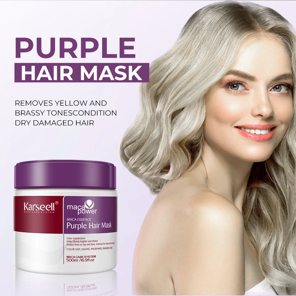 100ml/500ml Karseell Purple Hair Mask Professional Neutralizes Brass  Yellow Tones For Blonde Silver Gray Highlighted Hair