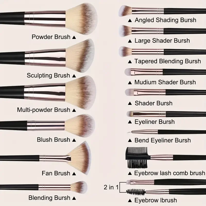 3-20PCS Makeup Brushes Set Soft Fluffy Eyeshadow Foundation Concealer Blending Blush Brush Kabuki Professional Women Beauty Tool