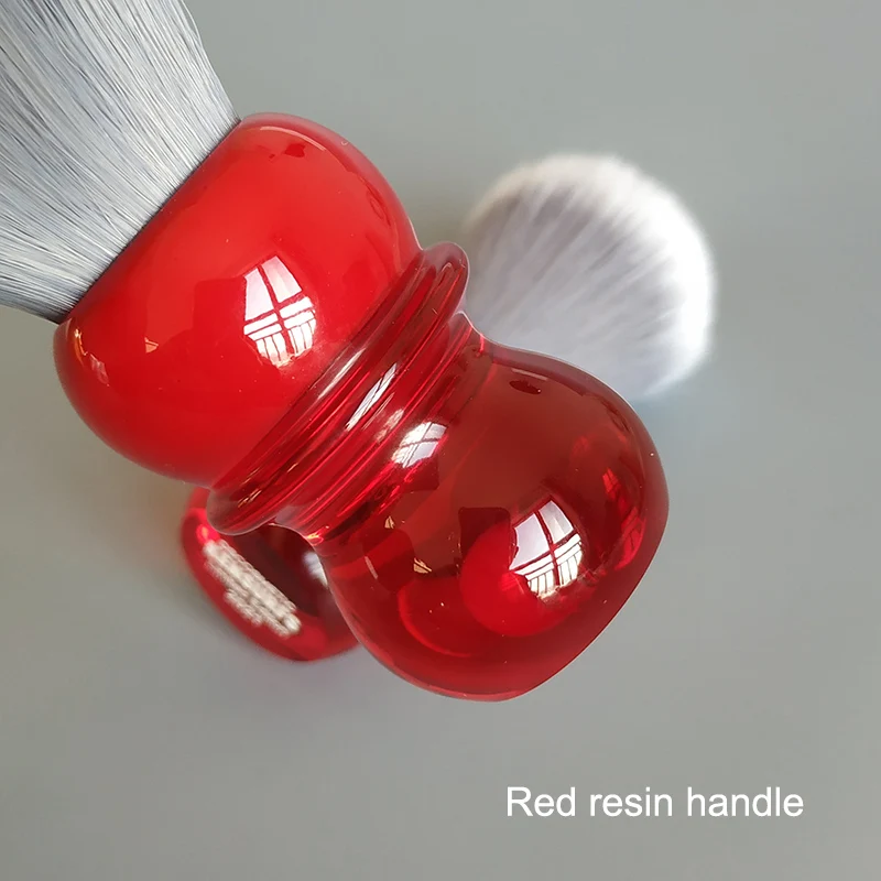 Dscosmetic Soft Hair Shaving Brush with Red Resin Handle and Gray Synthetic Hair for Man Wet Shave