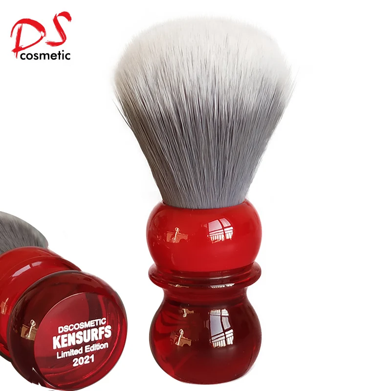 Dscosmetic Soft Hair Shaving Brush with Red Resin Handle and Gray Synthetic Hair for Man Wet Shave