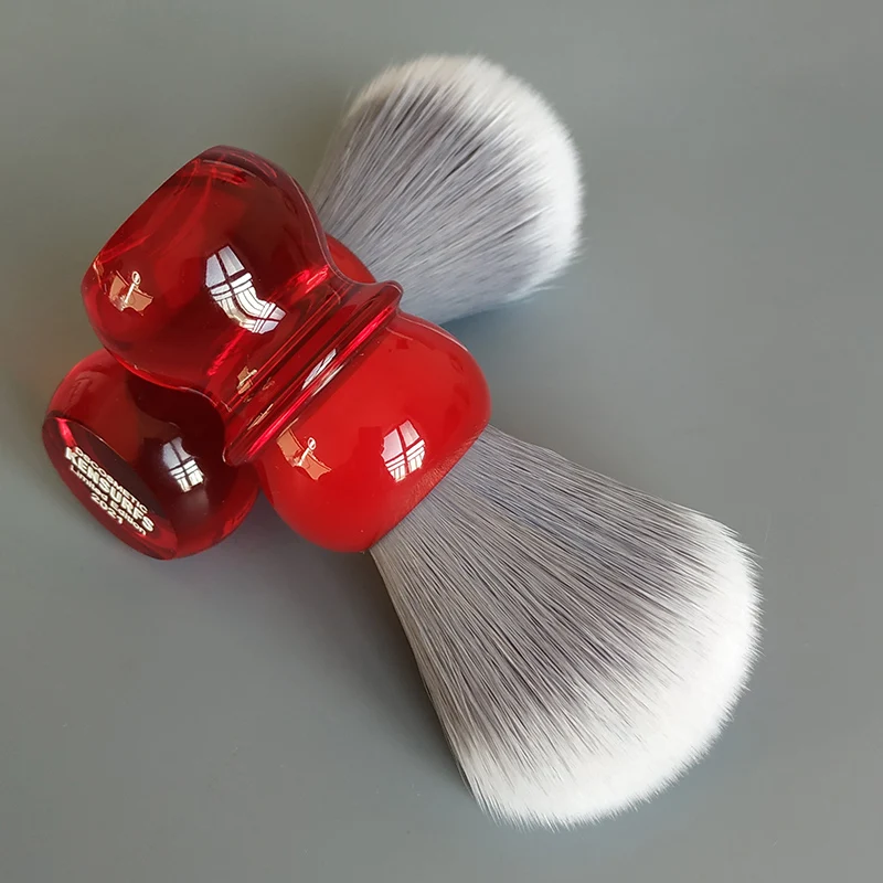 Dscosmetic Soft Hair Shaving Brush with Red Resin Handle and Gray Synthetic Hair for Man Wet Shave