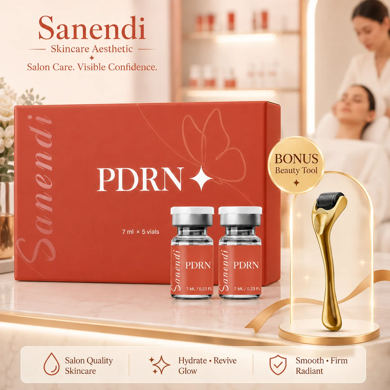 Sanendi Deep Infuse PDRN Essence - PDRN Salmon DNA Ampoule EGF Mask Korean Origin Skincare Home Salon 7ml X 5vials