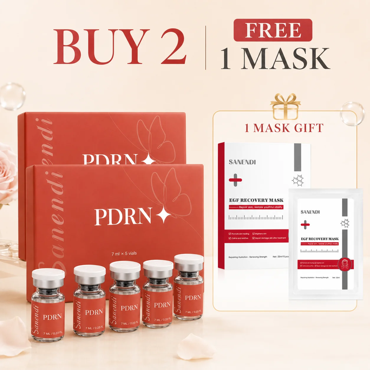Sanendi Deep Infuse PDRN Essence - PDRN Salmon DNA Ampoule EGF Mask Korean Origin Skincare Home Salon 7ml X 5vials