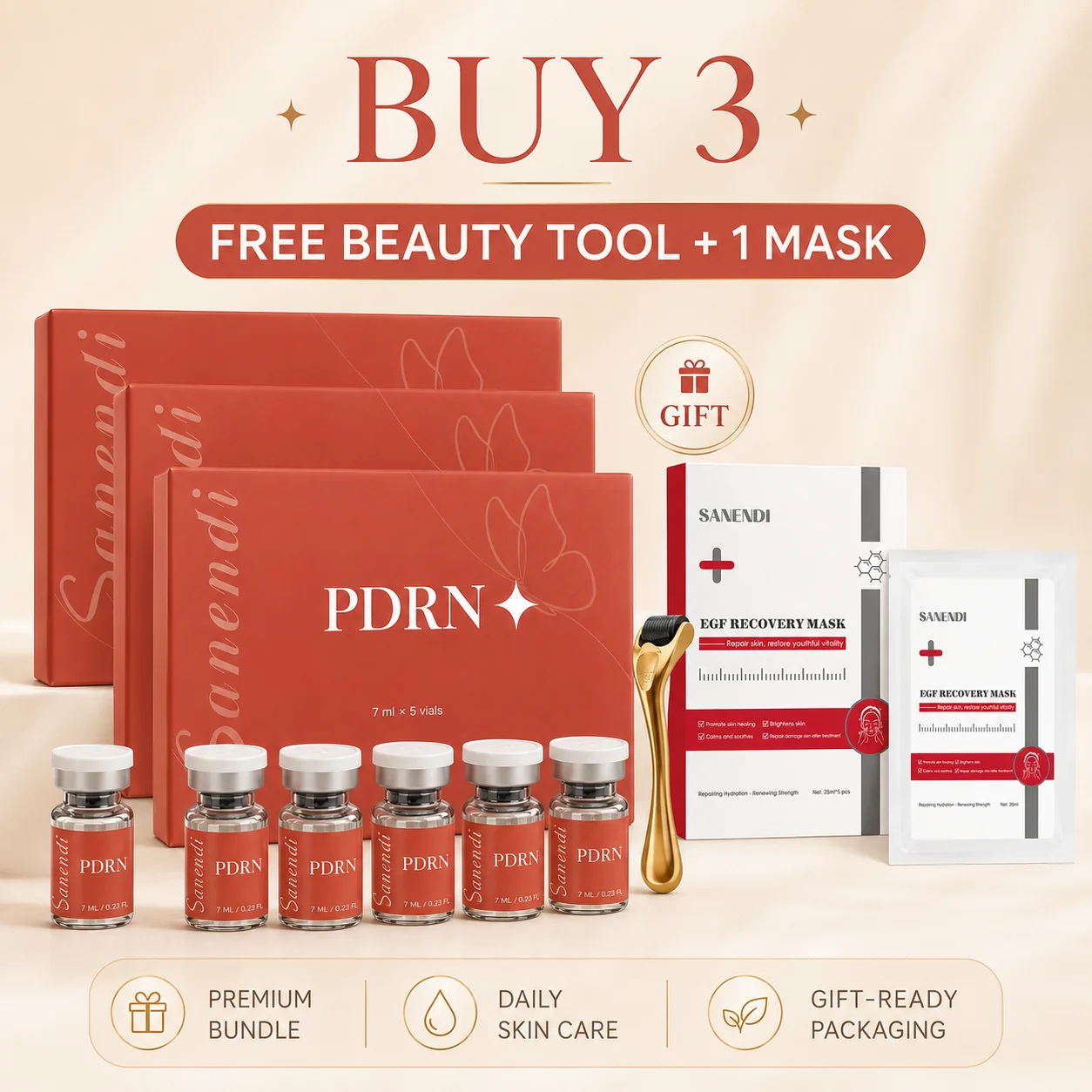 Sanendi Deep Infuse PDRN Essence - PDRN Salmon DNA Ampoule EGF Mask Korean Origin Skincare Home Salon 7ml X 5vials