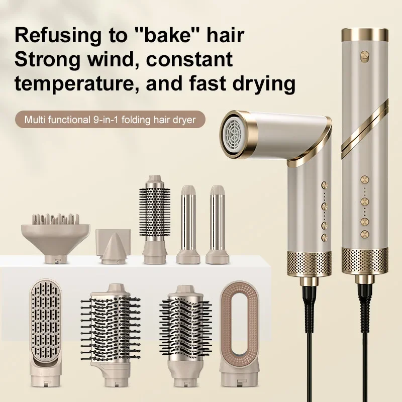 9 in 1 Hair Dryer Hot Comb Set Professional Curling Iron Hair Straightener Styling Tool For Professional Hair Dryer Household