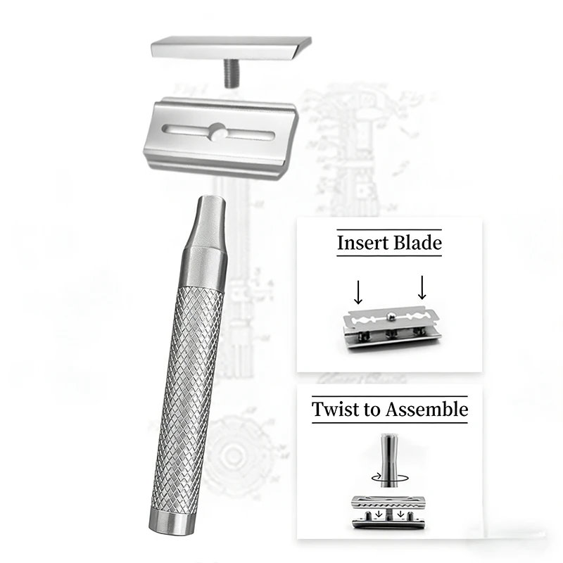 316 Stainless Steel Double Edge Safety Razor for Men with 5 Blades - Eco-Friendly Long-Lasting Shaving Tool