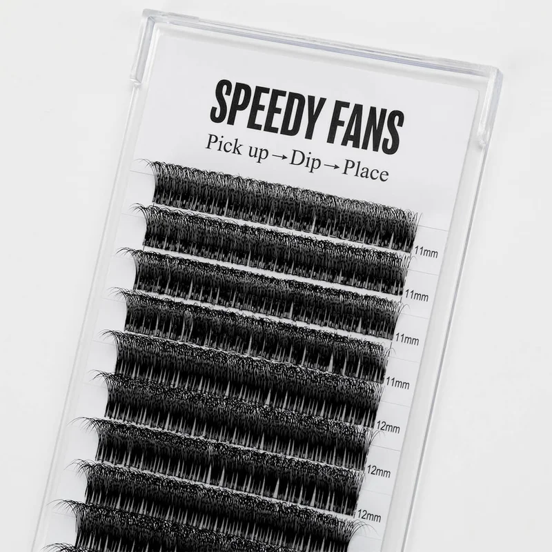 SENSE LASHES 10D Speedy Promade Fans Ultra Matte Black 12 Rows 960 Fans Pointy Base Premade Volume Fans Eyelash Extensions