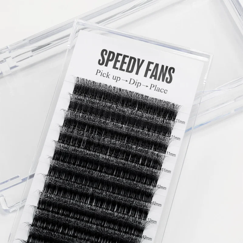 SENSE LASHES 10D Speedy Promade Fans Ultra Matte Black 12 Rows 960 Fans Pointy Base Premade Volume Fans Eyelash Extensions