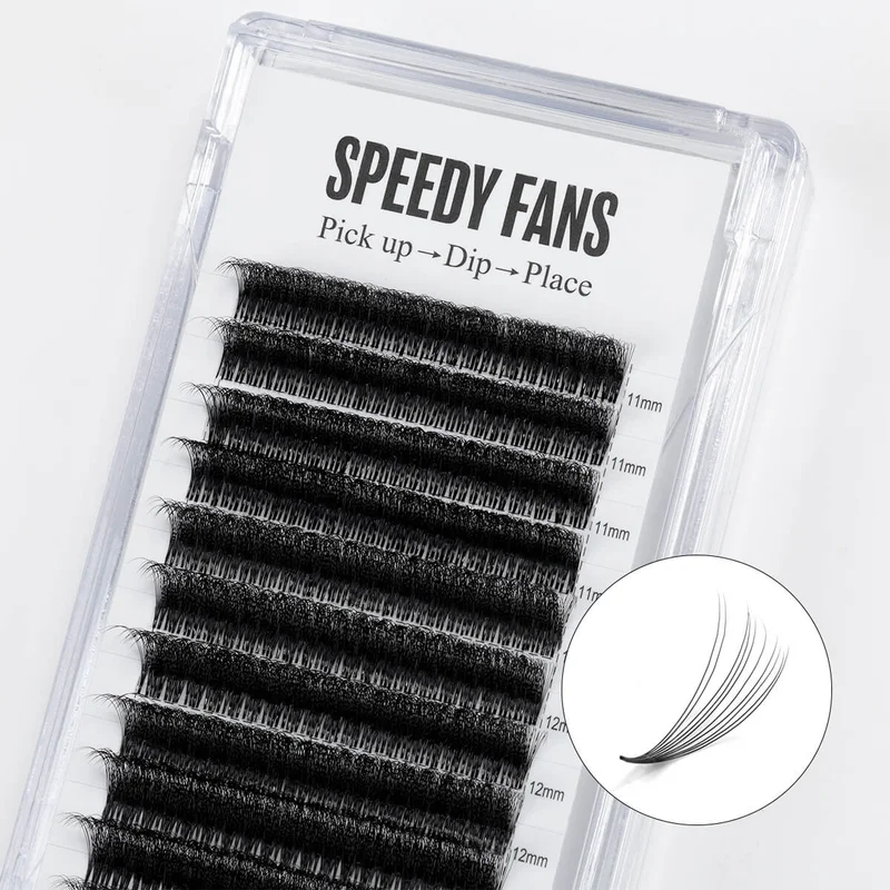 SENSE LASHES 10D Speedy Promade Fans Ultra Matte Black 12 Rows 960 Fans Pointy Base Premade Volume Fans Eyelash Extensions