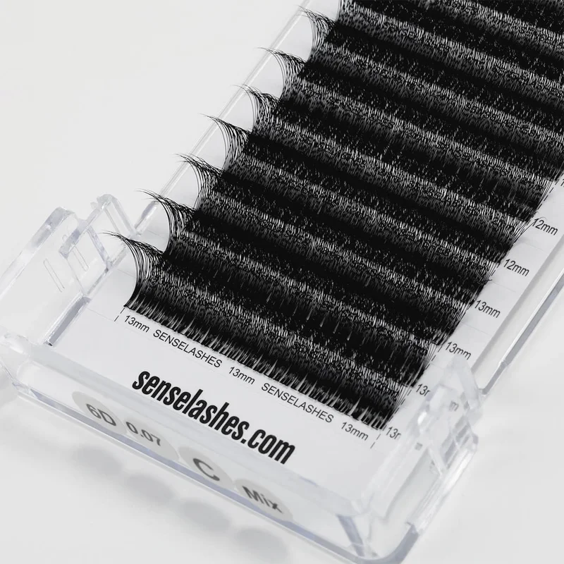 SENSE LASHES 10D Speedy Promade Fans Ultra Matte Black 12 Rows 960 Fans Pointy Base Premade Volume Fans Eyelash Extensions