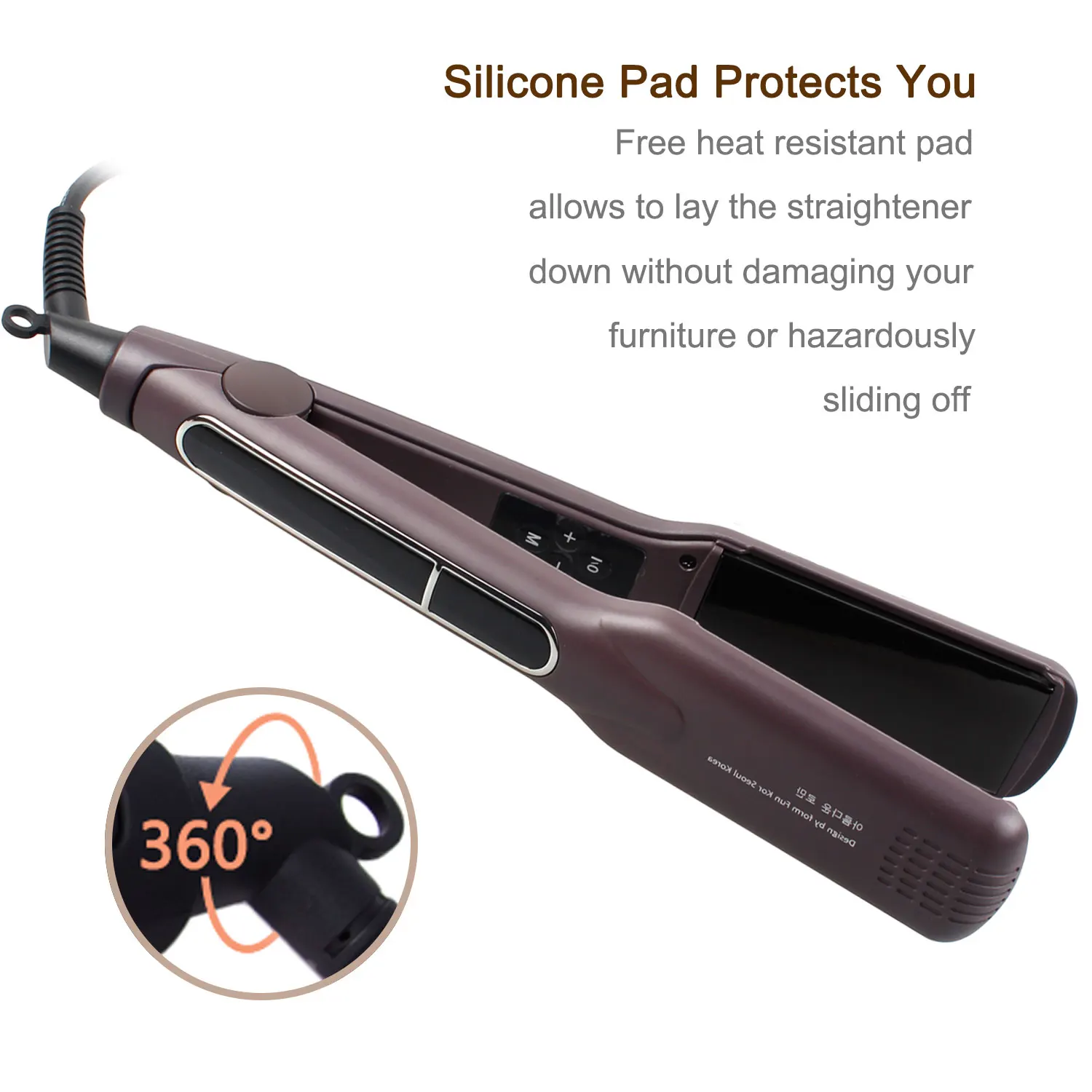 Korean Hair Straightener Keratin Treatment Floating Wide Plate Ceramic Flat Iron Dual Voltage Hair Curling Iron Salon Styler