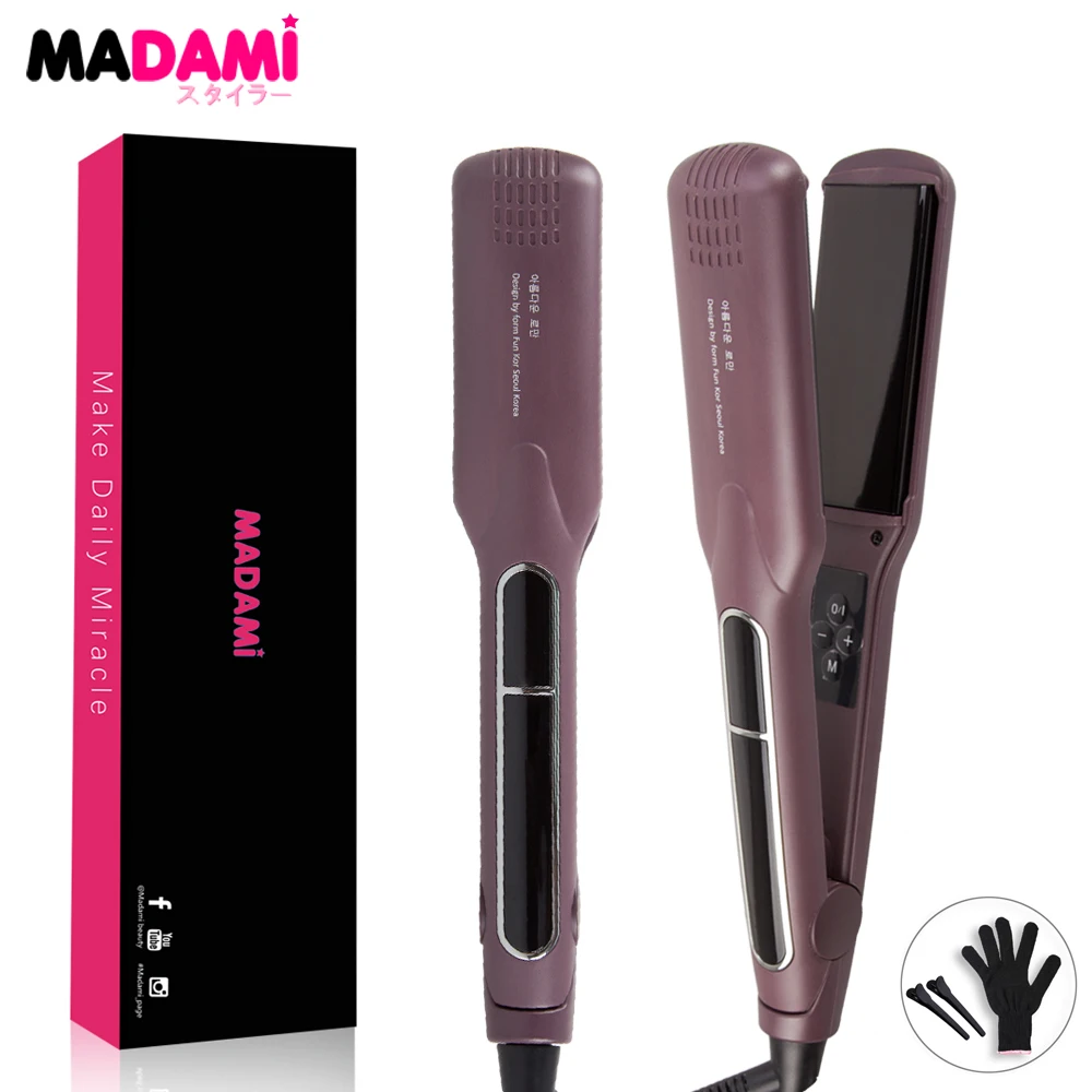Korean Hair Straightener Keratin Treatment Floating Wide Plate Ceramic Flat Iron Dual Voltage Hair Curling Iron Salon Styler