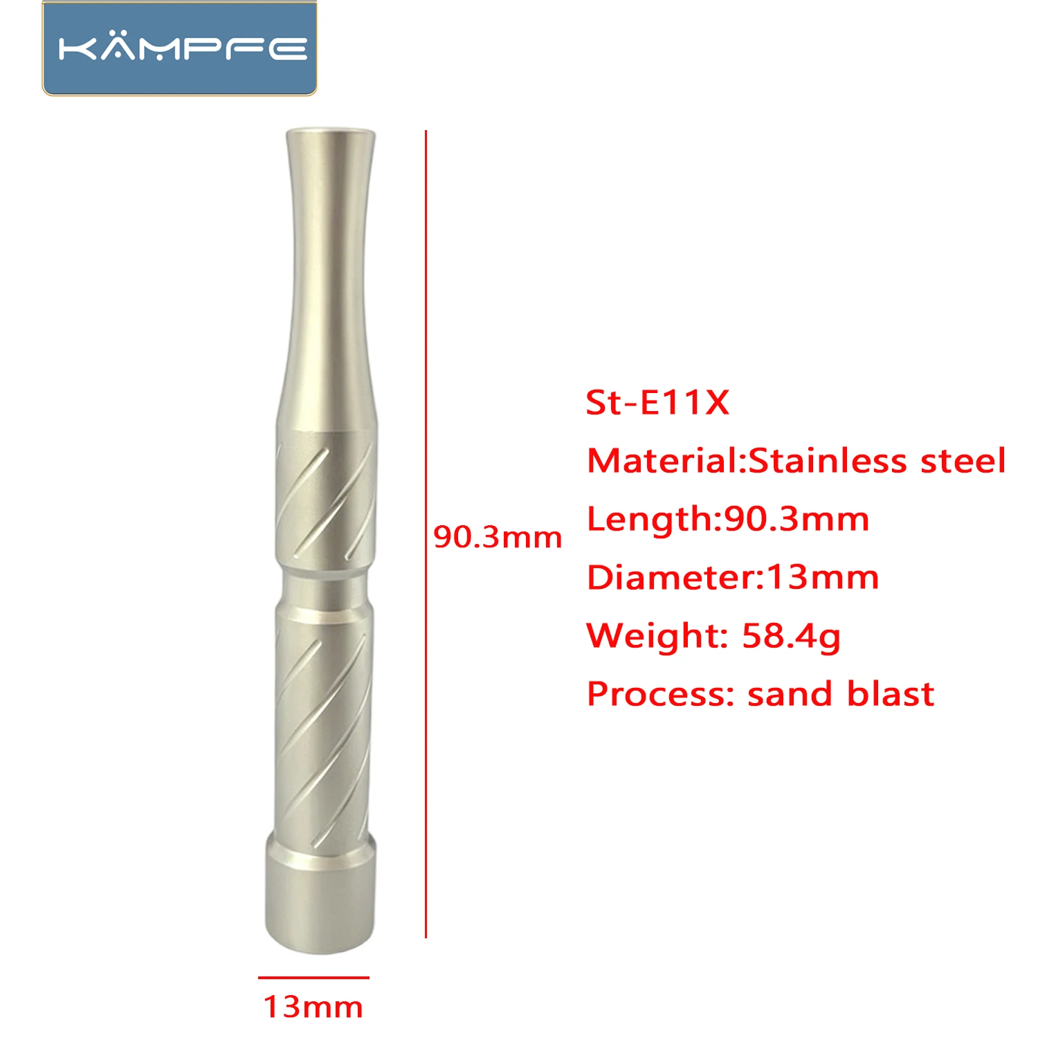KAMPFE CNC 316L Stainless Steel Safety Razor Handle Double Edge Replacement Handle