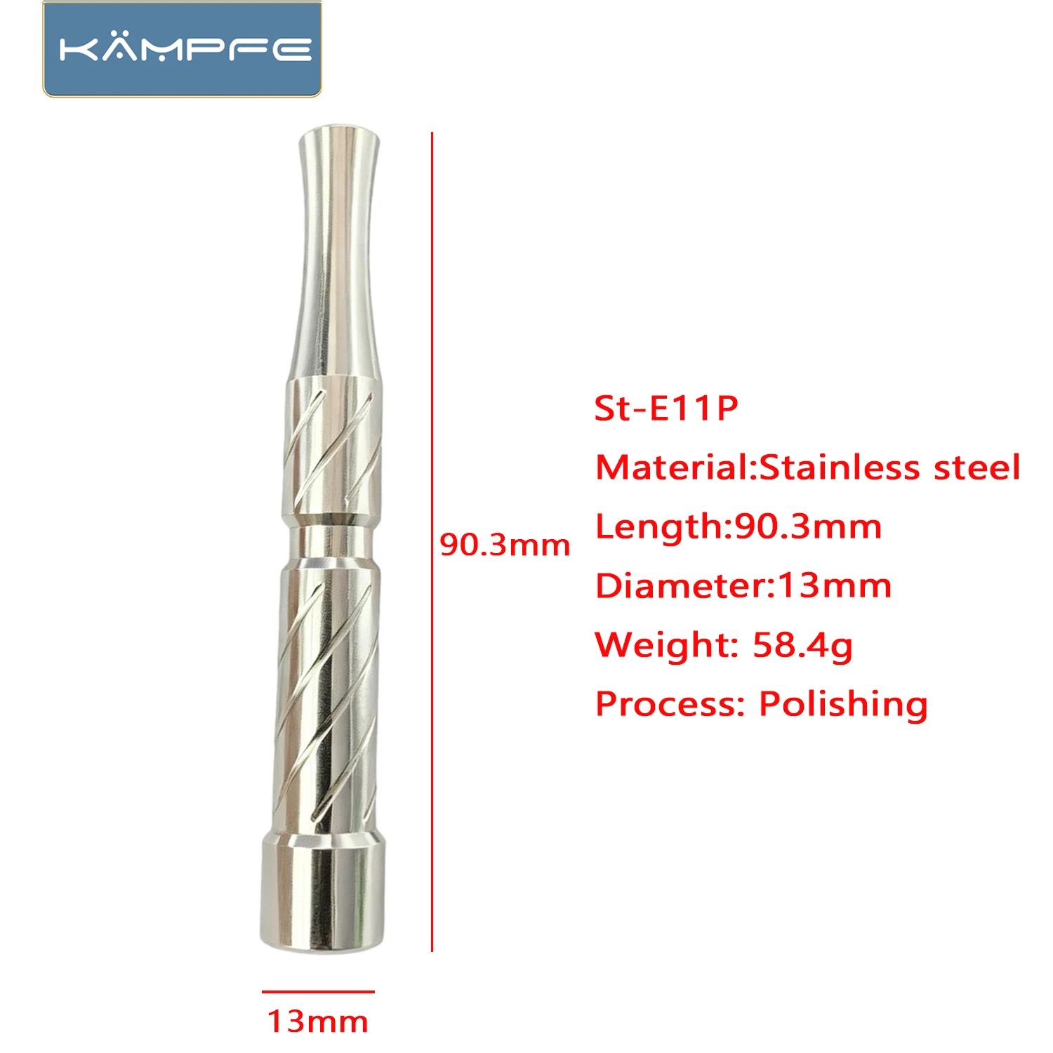 KAMPFE CNC 316L Stainless Steel Safety Razor Handle Double Edge Replacement Handle