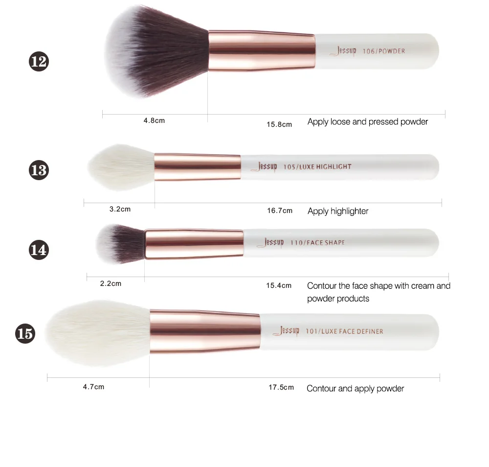 Jessup Beauty Makeup Brushes Kit 15pcs Natural-synthetic Hair pinceau maquillage Blending Powder Liner Cosmetics Tool T222