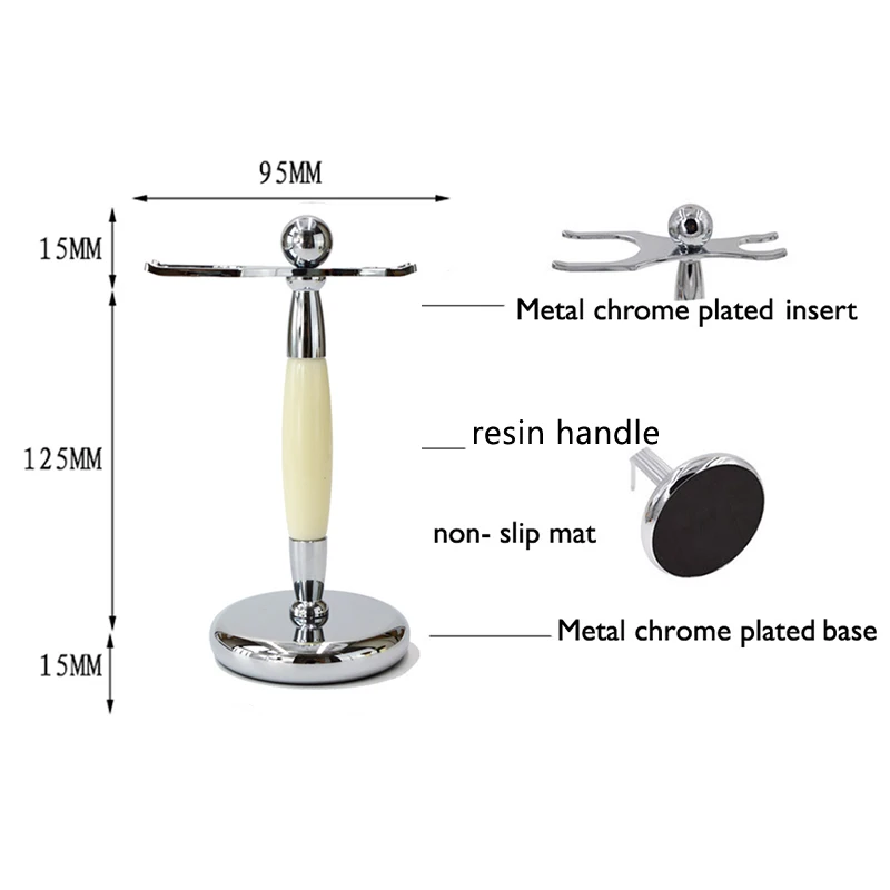 Dscosmetic White Metal Shaving Brush Stand Safety Razor Holder