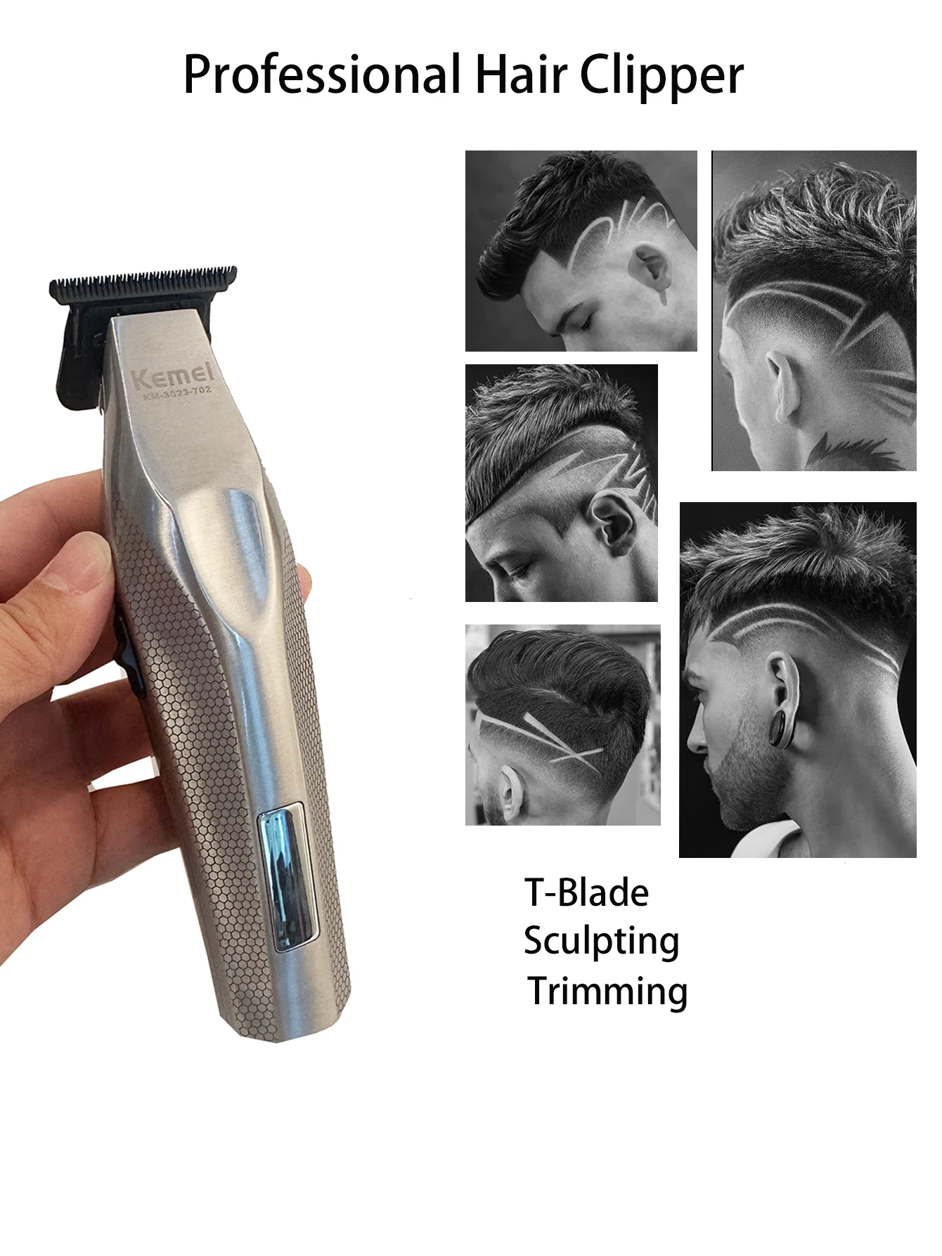 Kemei Hair Trimmer Professional Hair Clipper Electric Haircut Machine Rechargeable Hair Clipper 0 MM Trimmer for Men KM-3023-702