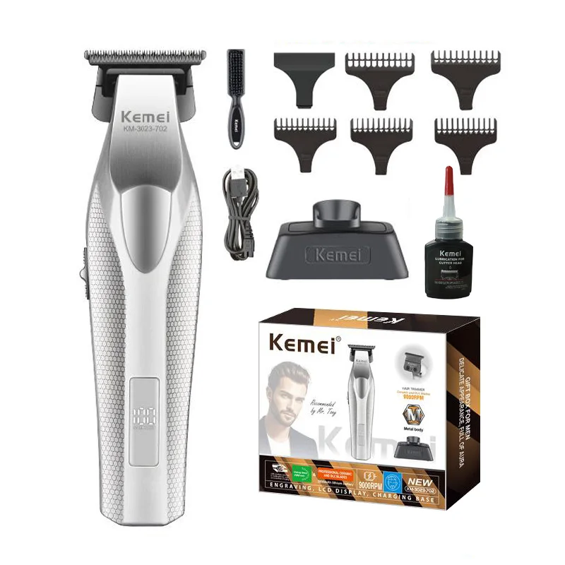 Kemei Hair Trimmer Professional Hair Clipper Electric Haircut Machine Rechargeable Hair Clipper 0 MM Trimmer for Men KM-3023-702