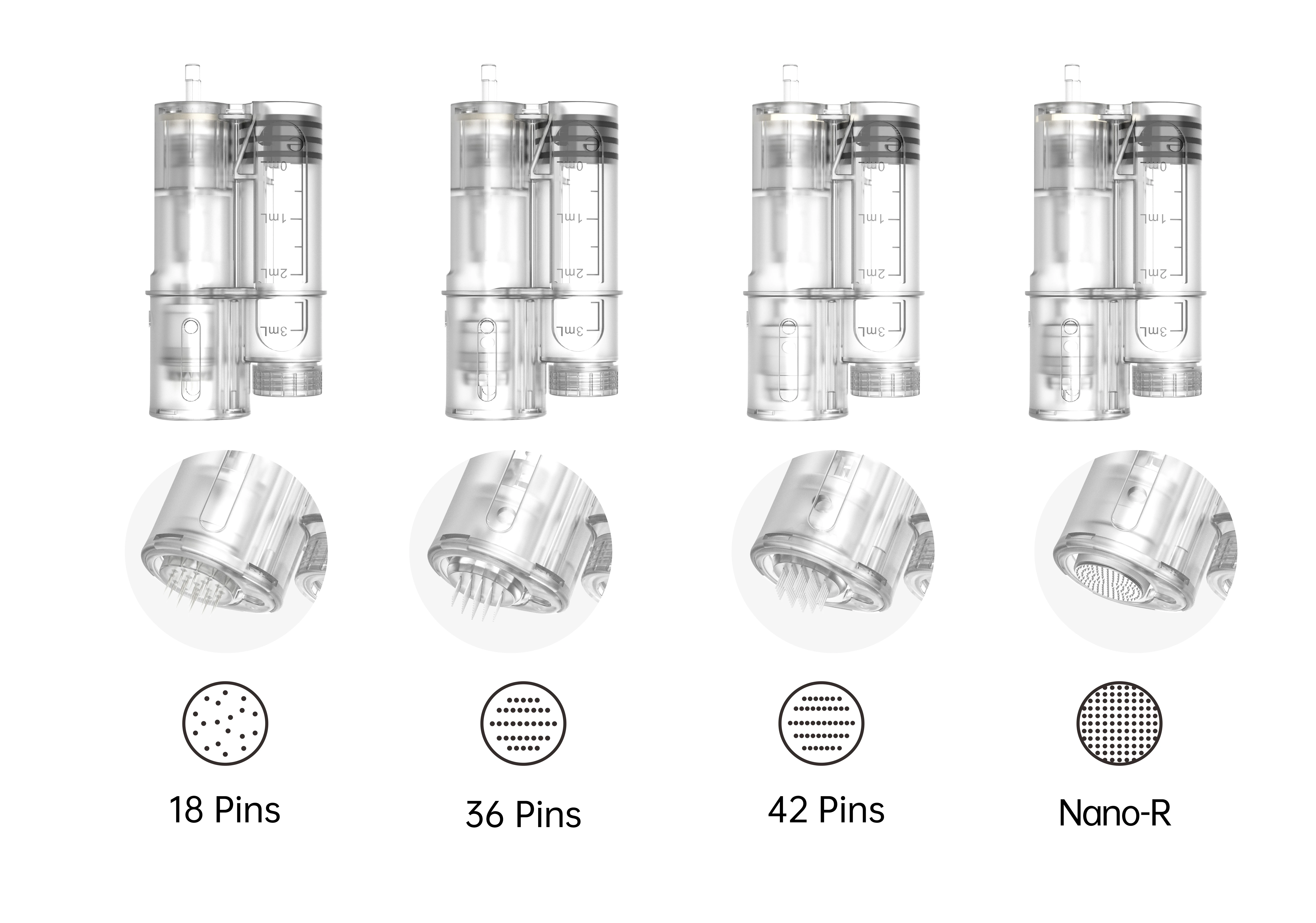 10Pcs Dr Pen H6 Cartridge Round Nano 18 Pin 36 Pin 42 Pin 0.25mm H6 Microneedling Pen Replacement Parts Needle Kits
