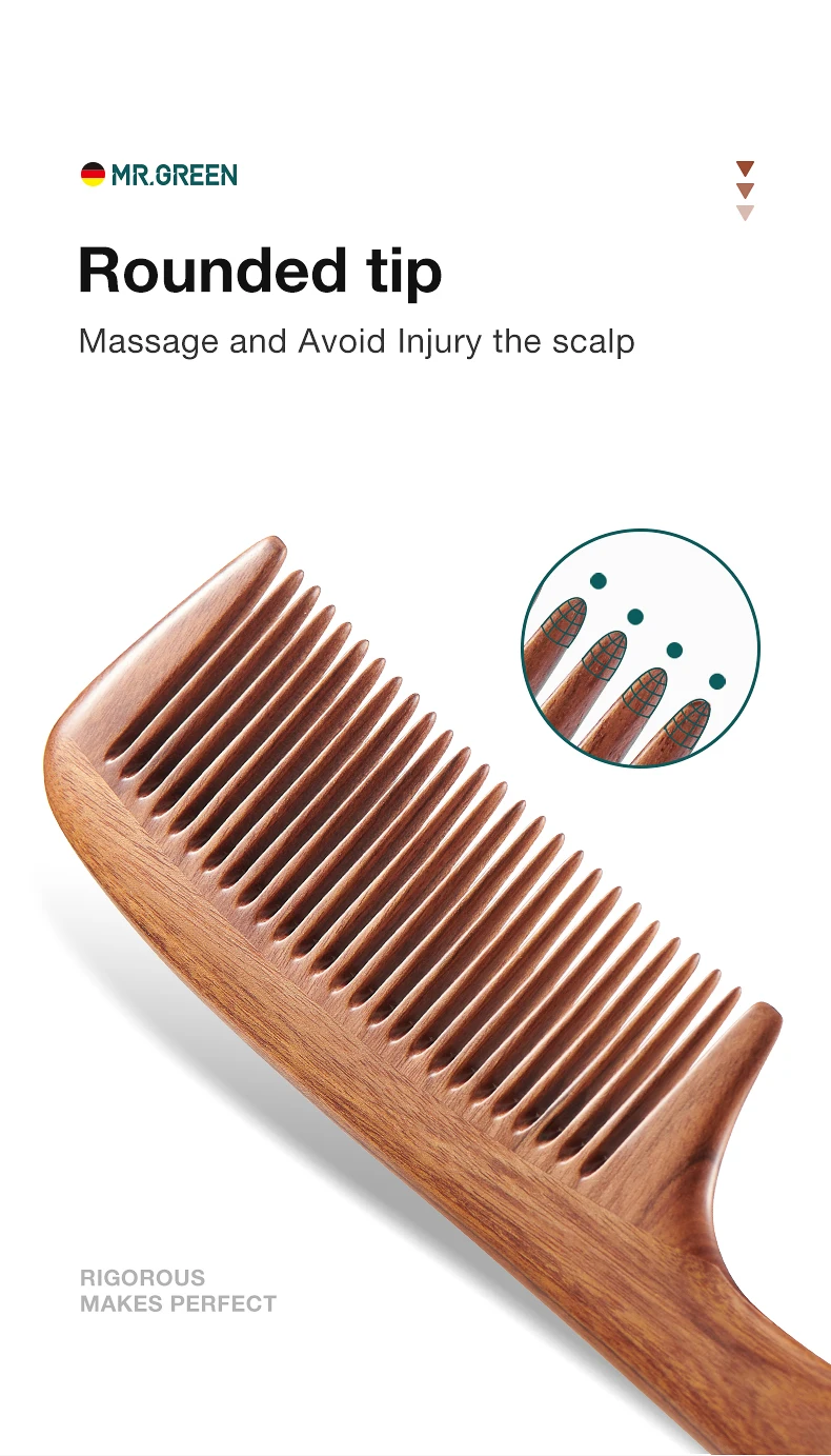 MR.GREEN Natural Wood Comb Splicing Structure Hair Comb Fine Tooth Brush Anti-Static Hairdressing Hair Scalp Massage Tools Gift