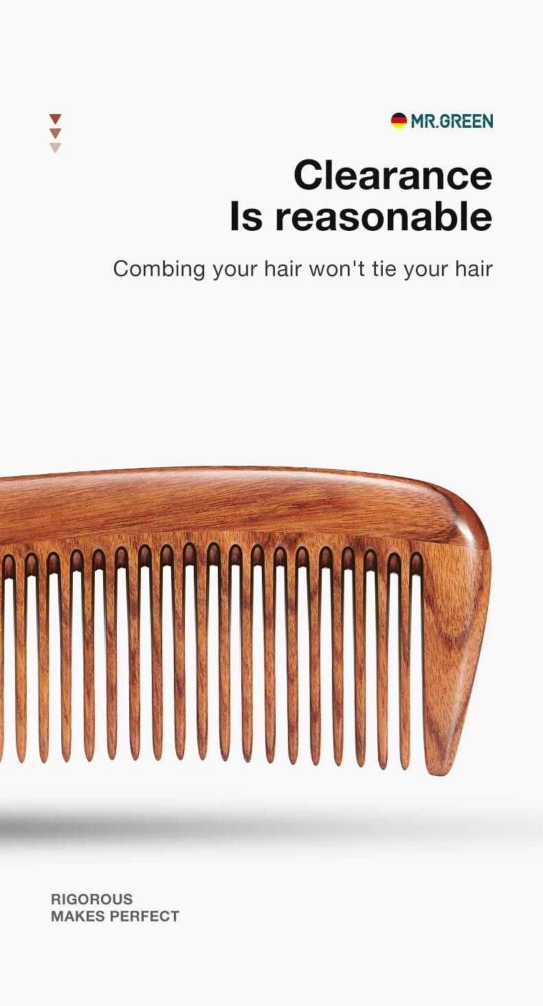 MR.GREEN Natural Wood Comb Splicing Structure Hair Comb Fine Tooth Brush Anti-Static Hairdressing Hair Scalp Massage Tools Gift