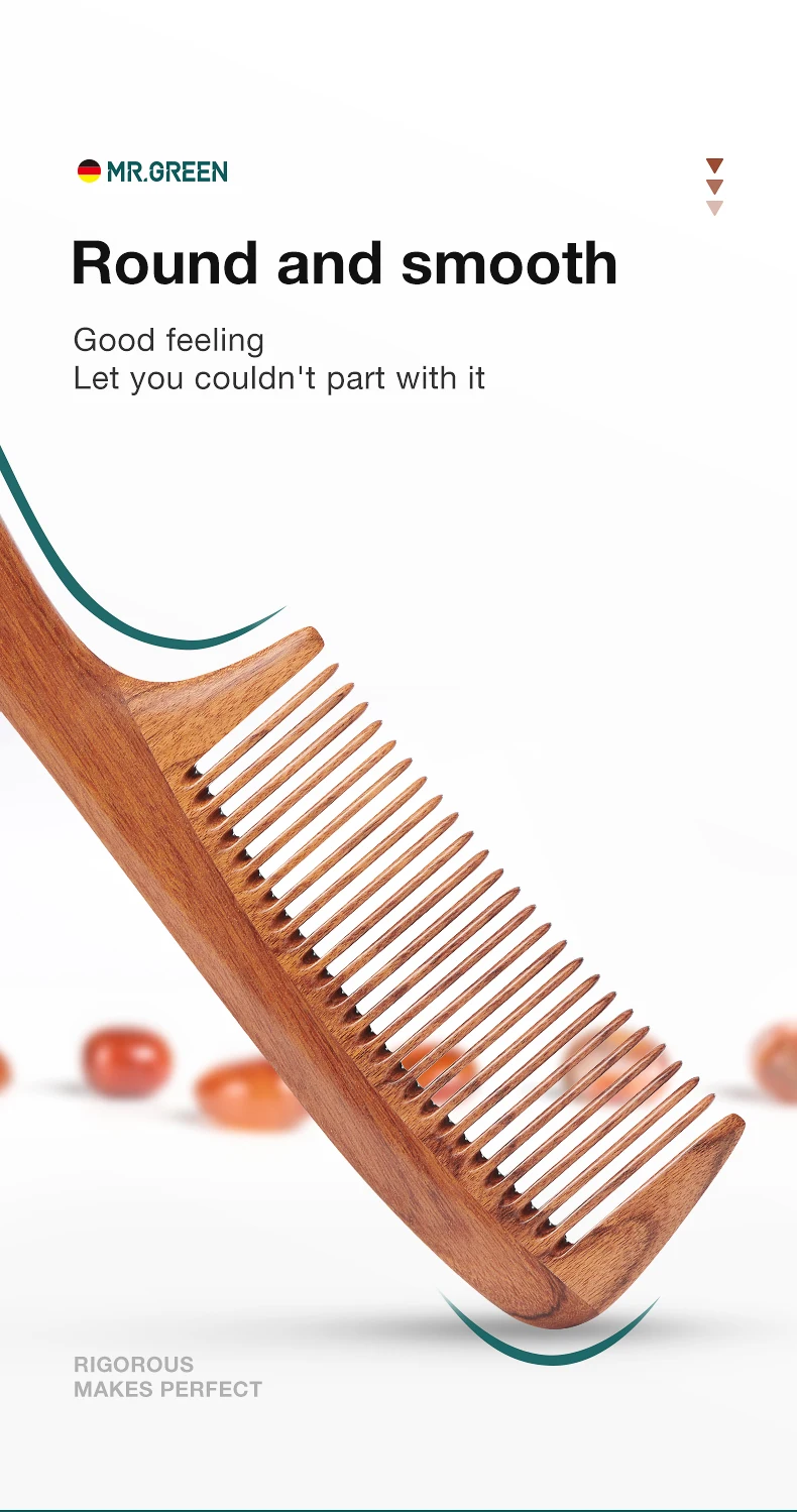 MR.GREEN Natural Wood Comb Splicing Structure Hair Comb Fine Tooth Brush Anti-Static Hairdressing Hair Scalp Massage Tools Gift