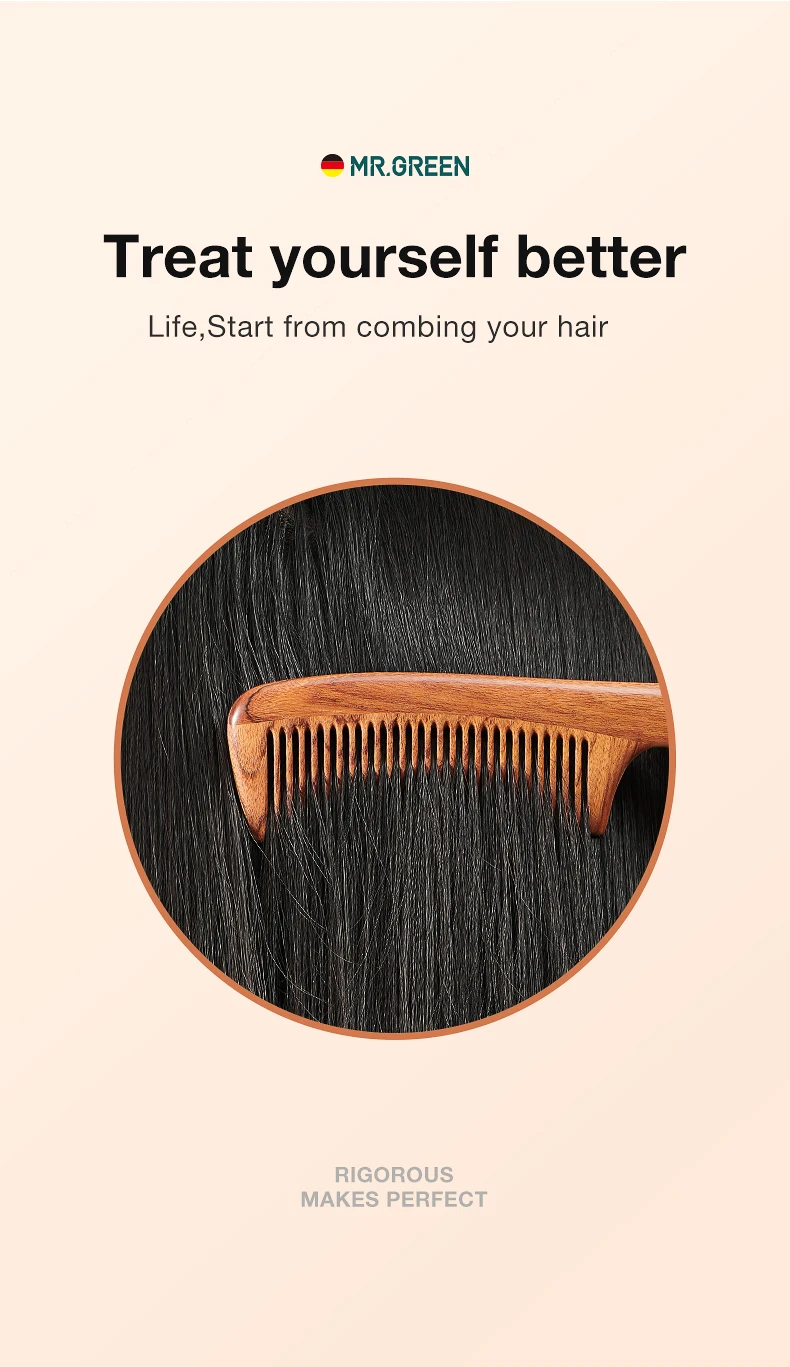 MR.GREEN Natural Wood Comb Splicing Structure Hair Comb Fine Tooth Brush Anti-Static Hairdressing Hair Scalp Massage Tools Gift