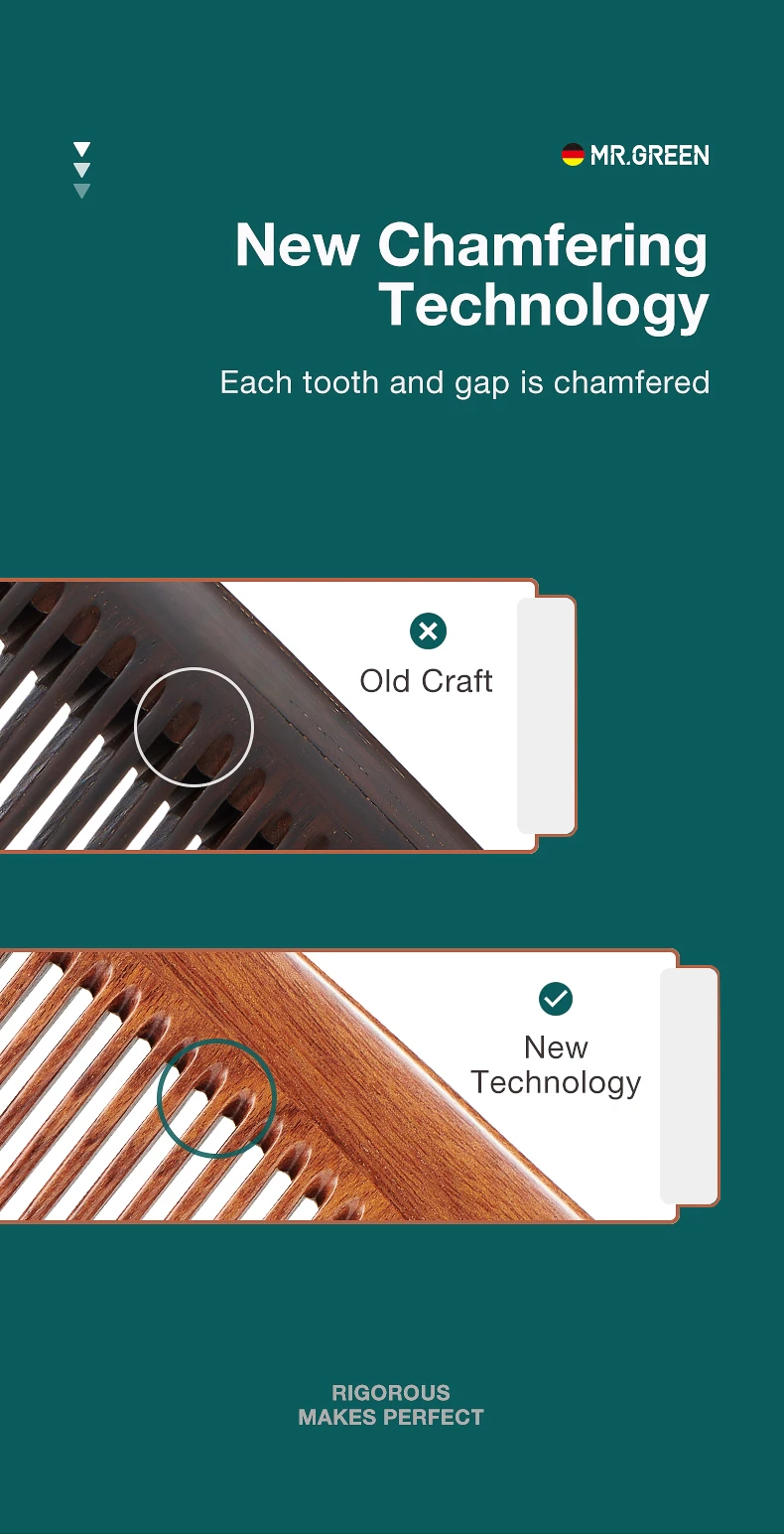 MR.GREEN Natural Wood Comb Splicing Structure Hair Comb Fine Tooth Brush Anti-Static Hairdressing Hair Scalp Massage Tools Gift