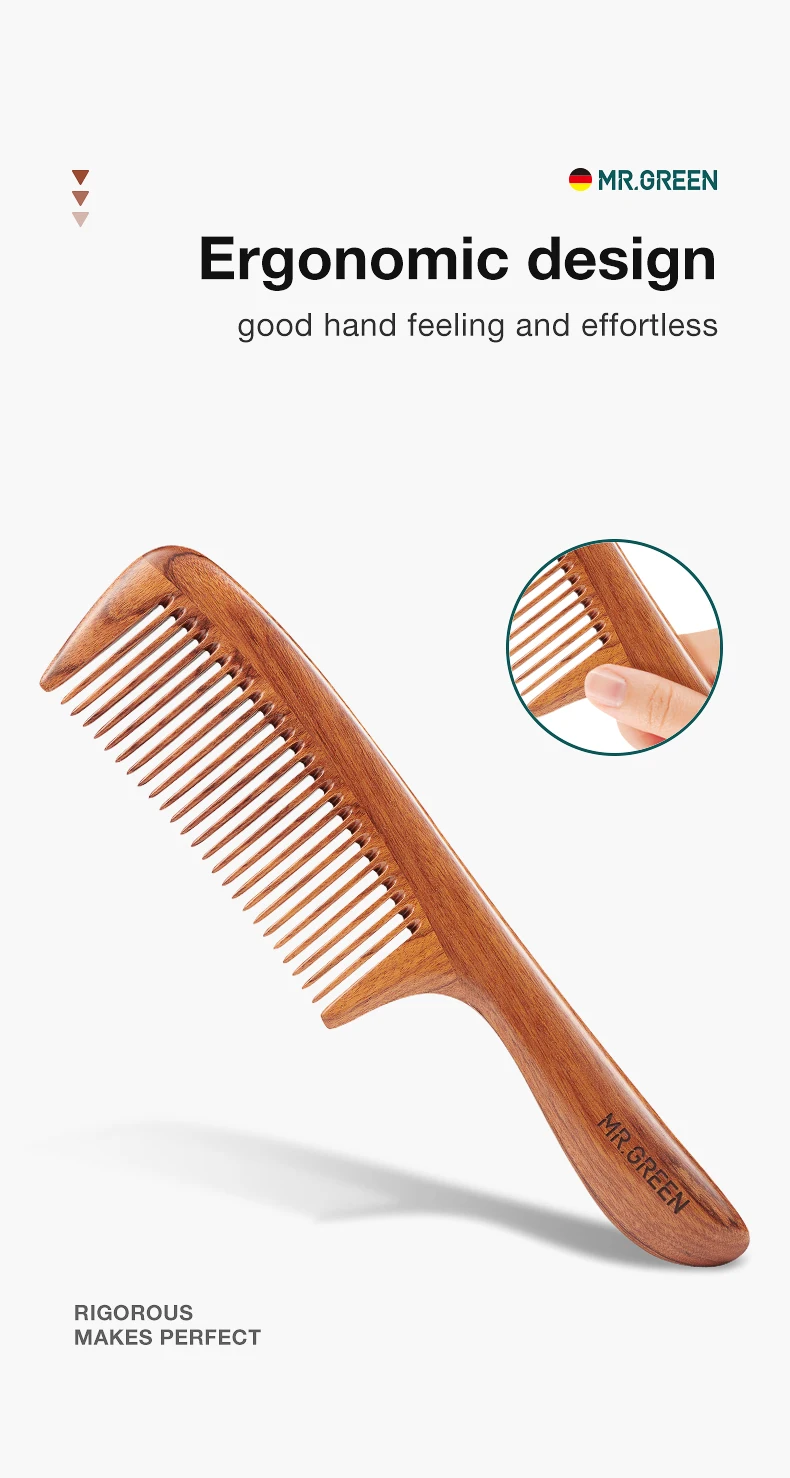 MR.GREEN Natural Wood Comb Splicing Structure Hair Comb Fine Tooth Brush Anti-Static Hairdressing Hair Scalp Massage Tools Gift