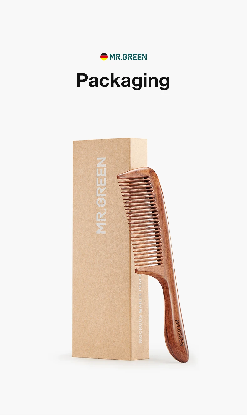 MR.GREEN Natural Wood Comb Splicing Structure Hair Comb Fine Tooth Brush Anti-Static Hairdressing Hair Scalp Massage Tools Gift