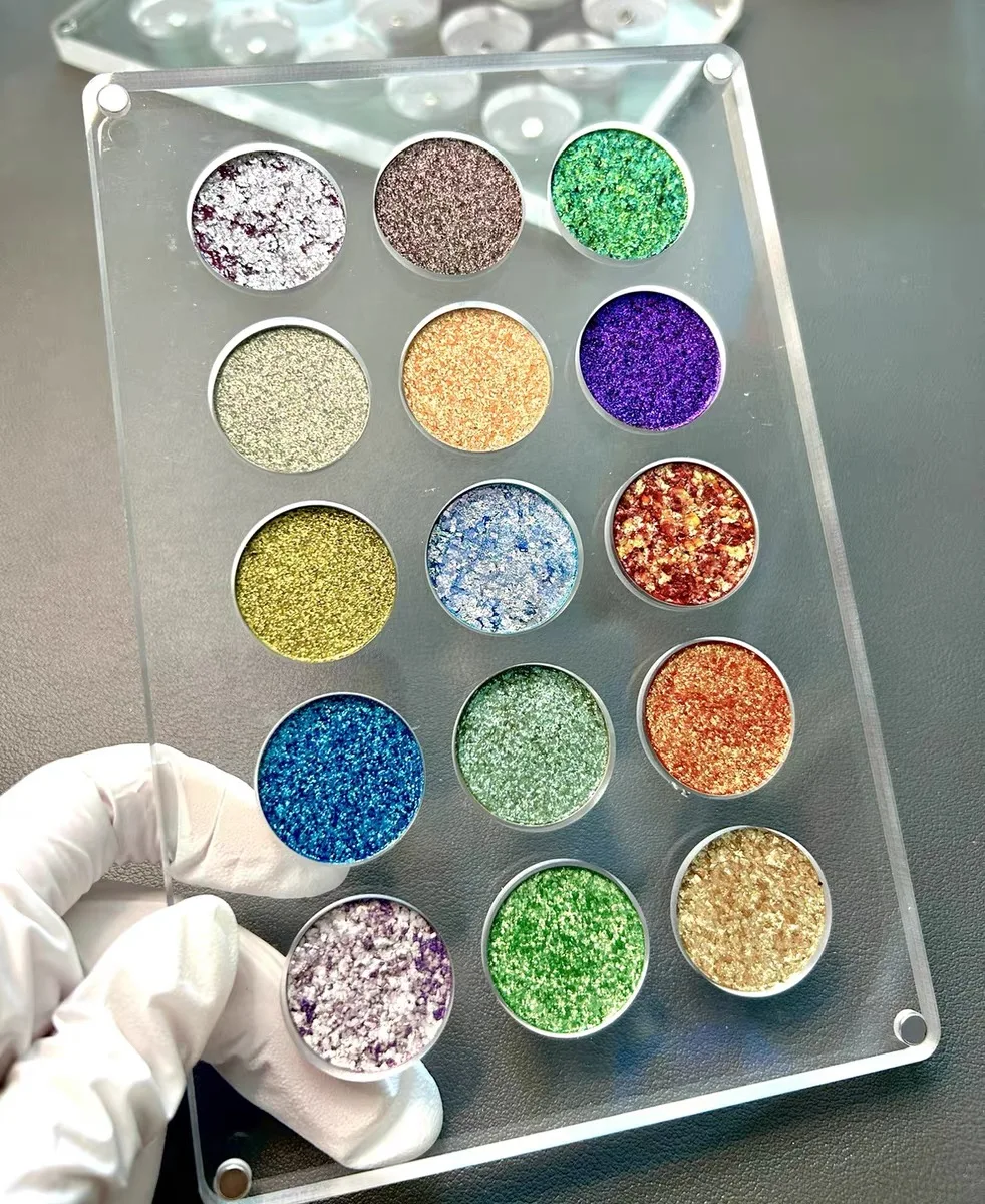 YicaiNew EMPTY Magnetic Eyeshadow Palette DIY Acrylic All Transparent Elegant Eye Shadow Makeup Palette 26mm*4/9/15/24 Holes