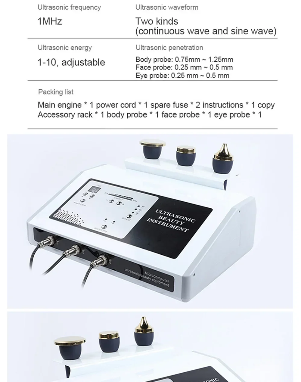 2026 The New Portable Ultrasound Machine 1 MHZ Therapy Skin Care Ltrasonic Facial Machine Anti Aging Face Body Massager