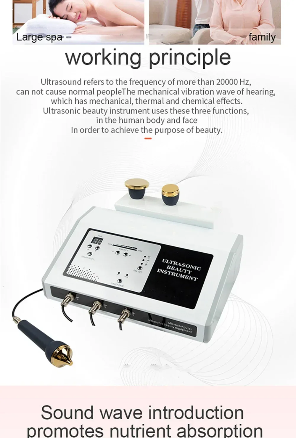 2026 The New Portable Ultrasound Machine 1 MHZ Therapy Skin Care Ltrasonic Facial Machine Anti Aging Face Body Massager