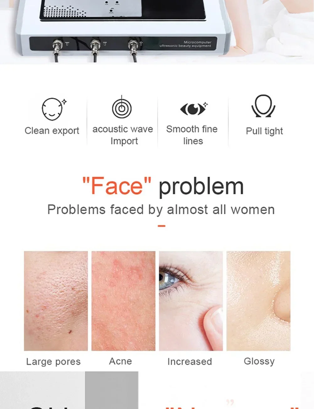 2026 The New Portable Ultrasound Machine 1 MHZ Therapy Skin Care Ltrasonic Facial Machine Anti Aging Face Body Massager