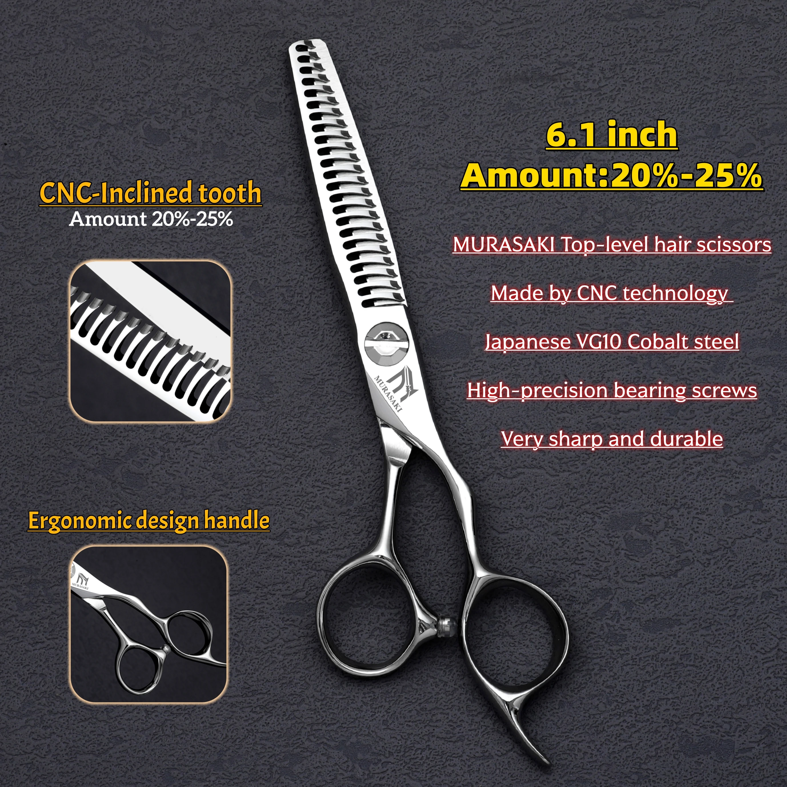 MURASAKI 6 inch Professional CNC Thinning Scissors,Made by Japanese VG10 Steel Barber Scissors,Top-level Hair Cutting Machine
