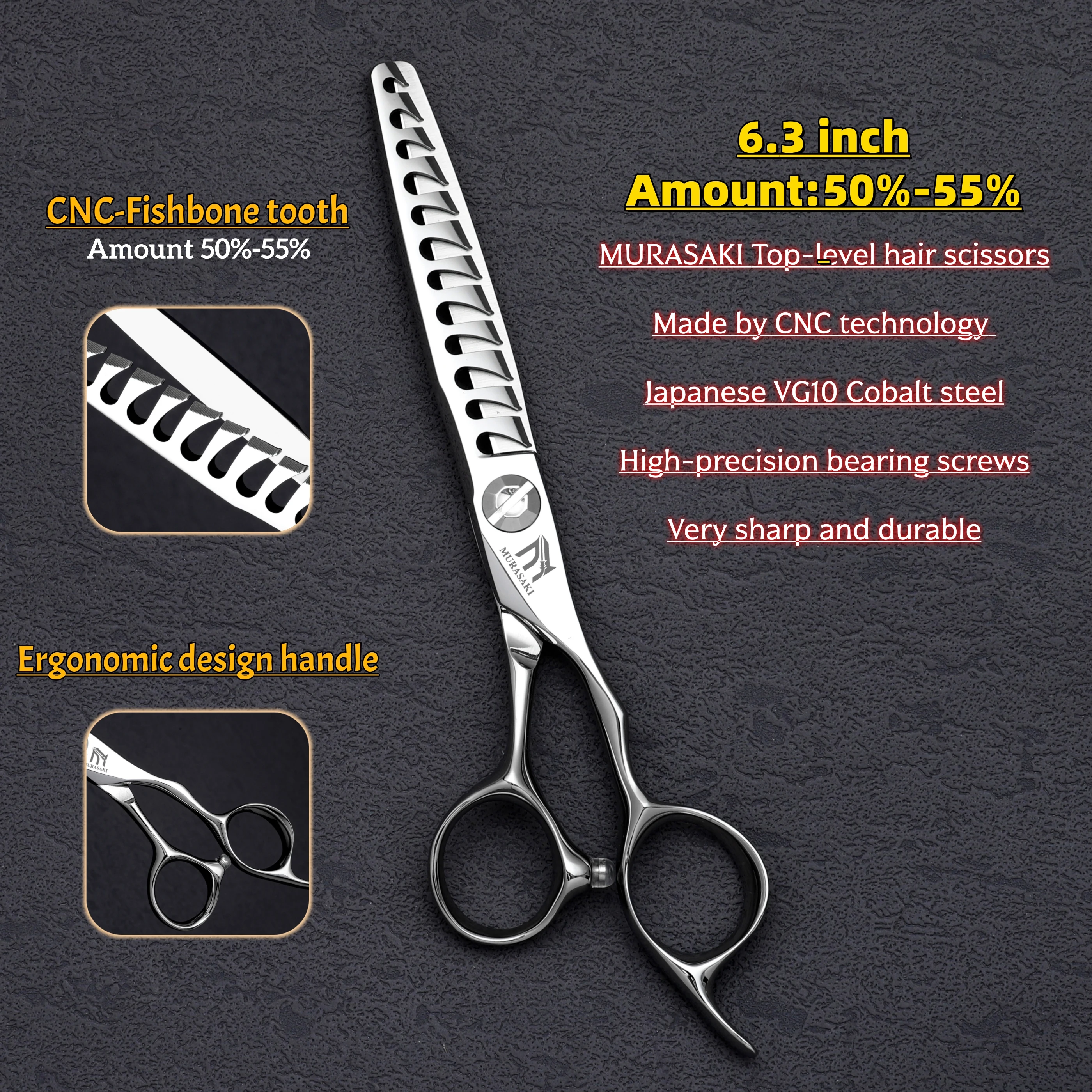 MURASAKI 6 inch Professional CNC Thinning Scissors,Made by Japanese VG10 Steel Barber Scissors,Top-level Hair Cutting Machine