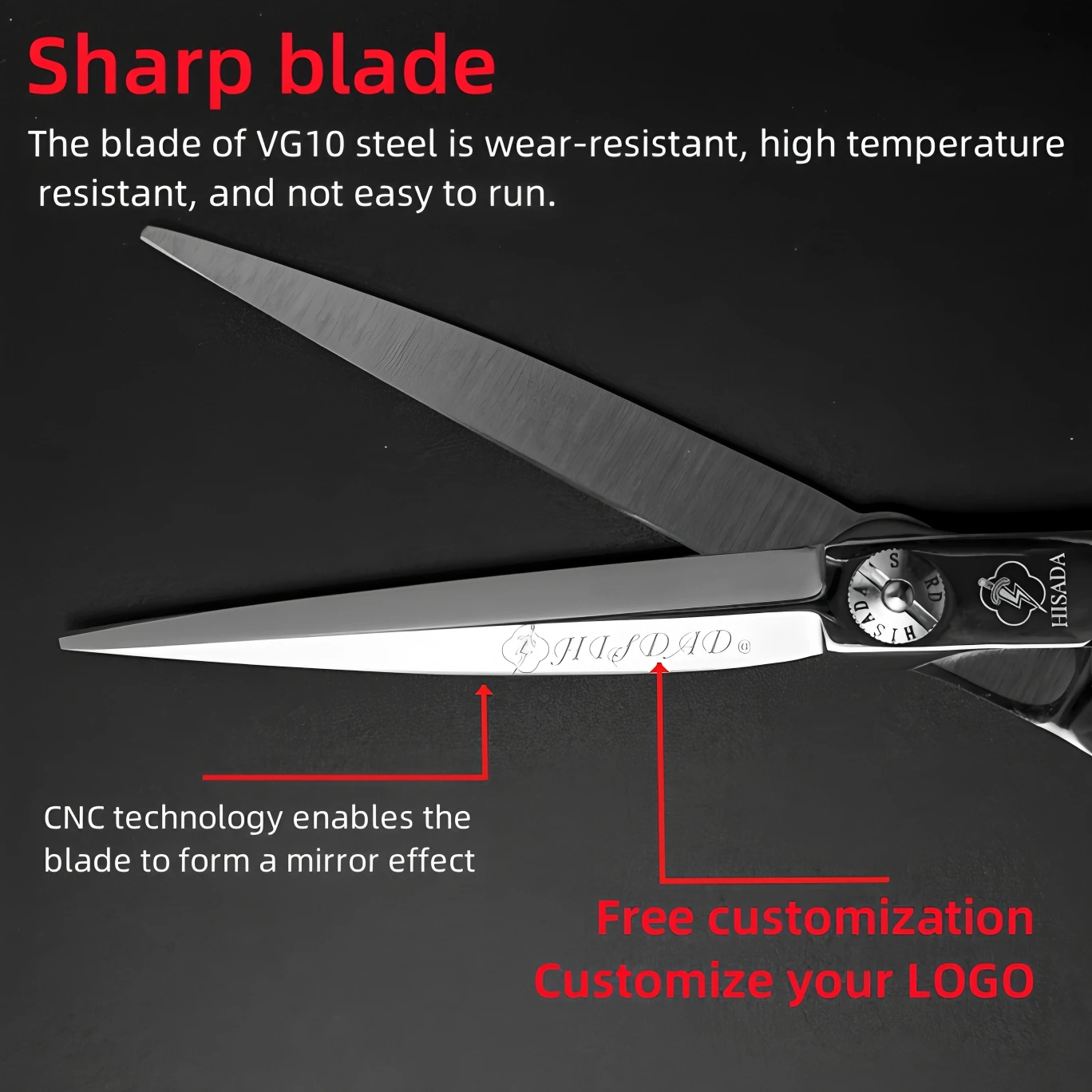 HISADA Hairdressing Scissors Black Suit 6.0 6.5 7.0 Advanced Black Coating Scissors, VG10 Steel Professional Hairdressing Scisso