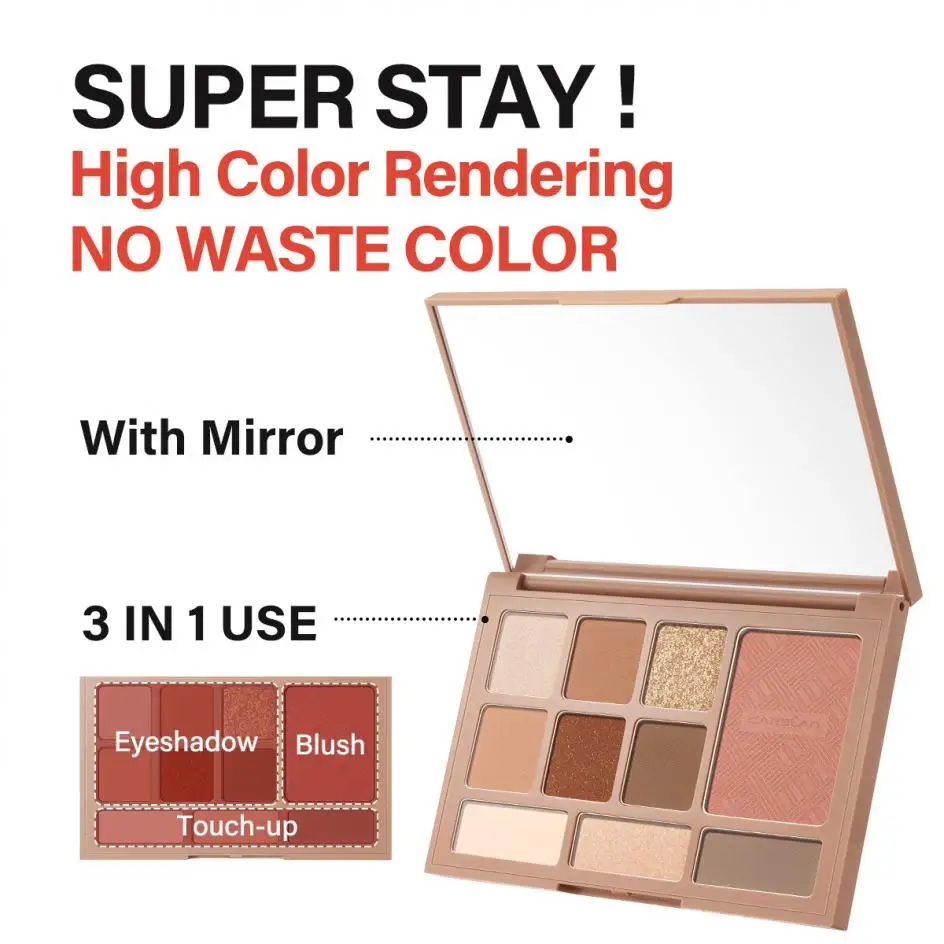 Carslan 10 Colors Silky Twinkle Comprehensive Eyeshadow Palette Nude Warm Natural Matte Glitter Pearly Eye Shadow Women Makeup